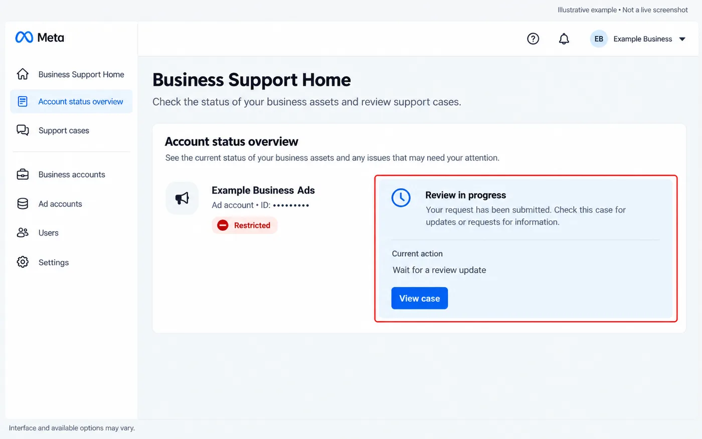 Example review status showing a pending review rather than a final decision